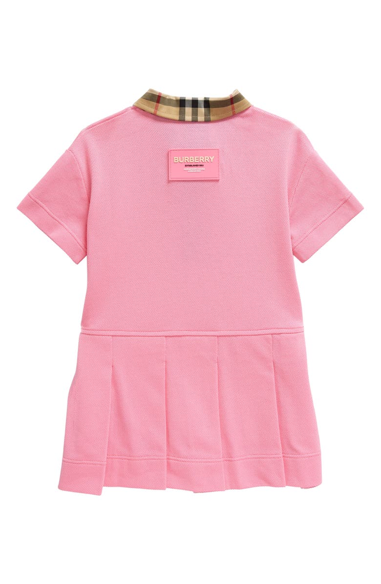 Burberry Kids' Sigrid Pleated Check Trim Piqué Polo Dress, Alternate, color, 