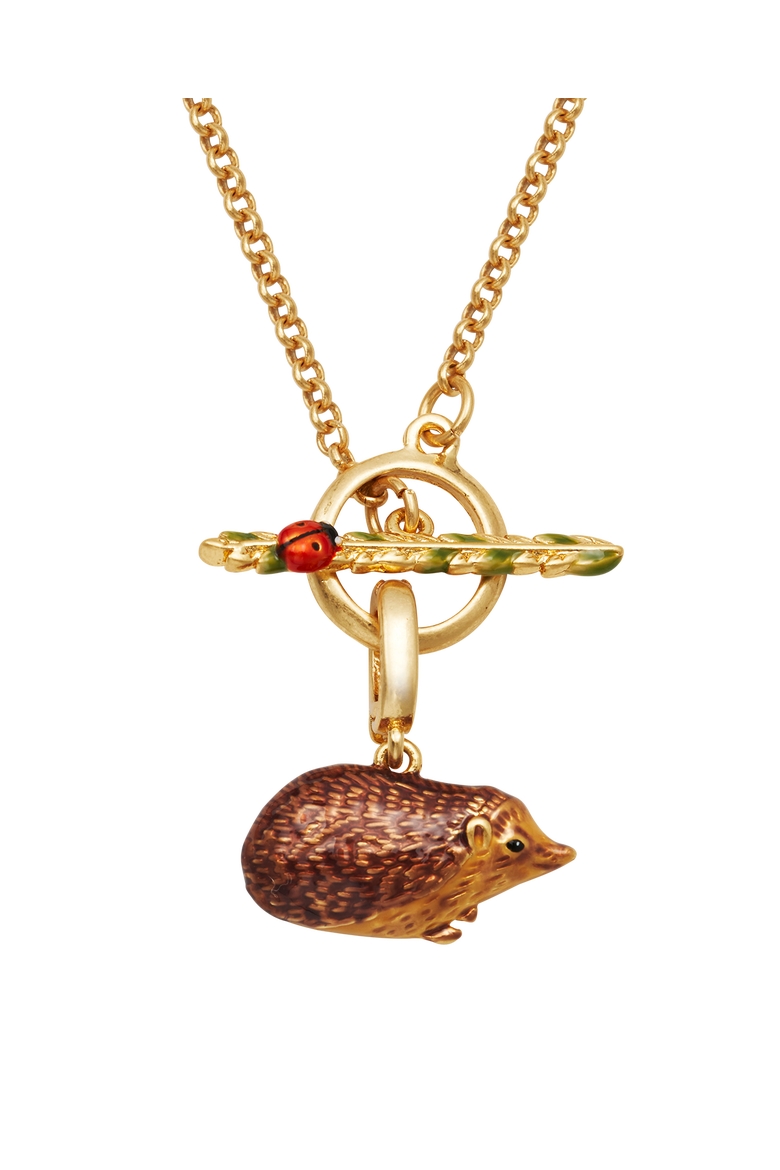 Ladybird & Hedgehog Toggle Necklace, Main, color, Gold