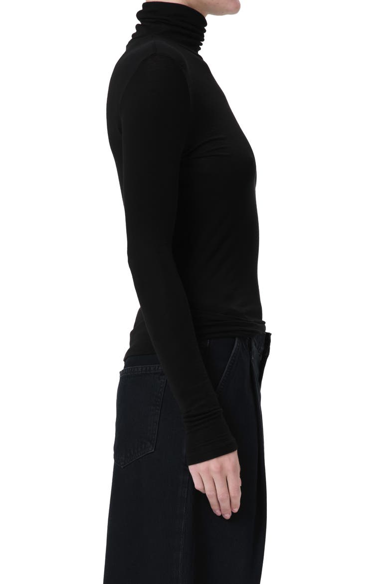 Pascale Rib Turtleneck Top, Alternate, color, BLACK