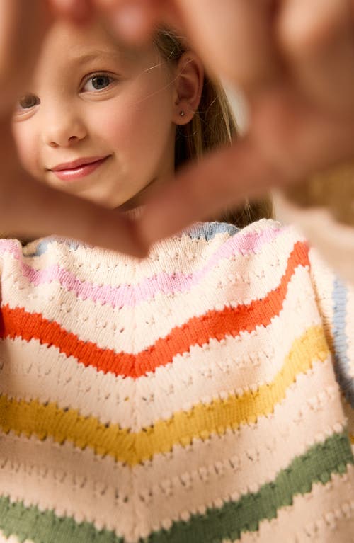 Next Kids' Rainbow Stripe Cotton Crewneck Sweater In White