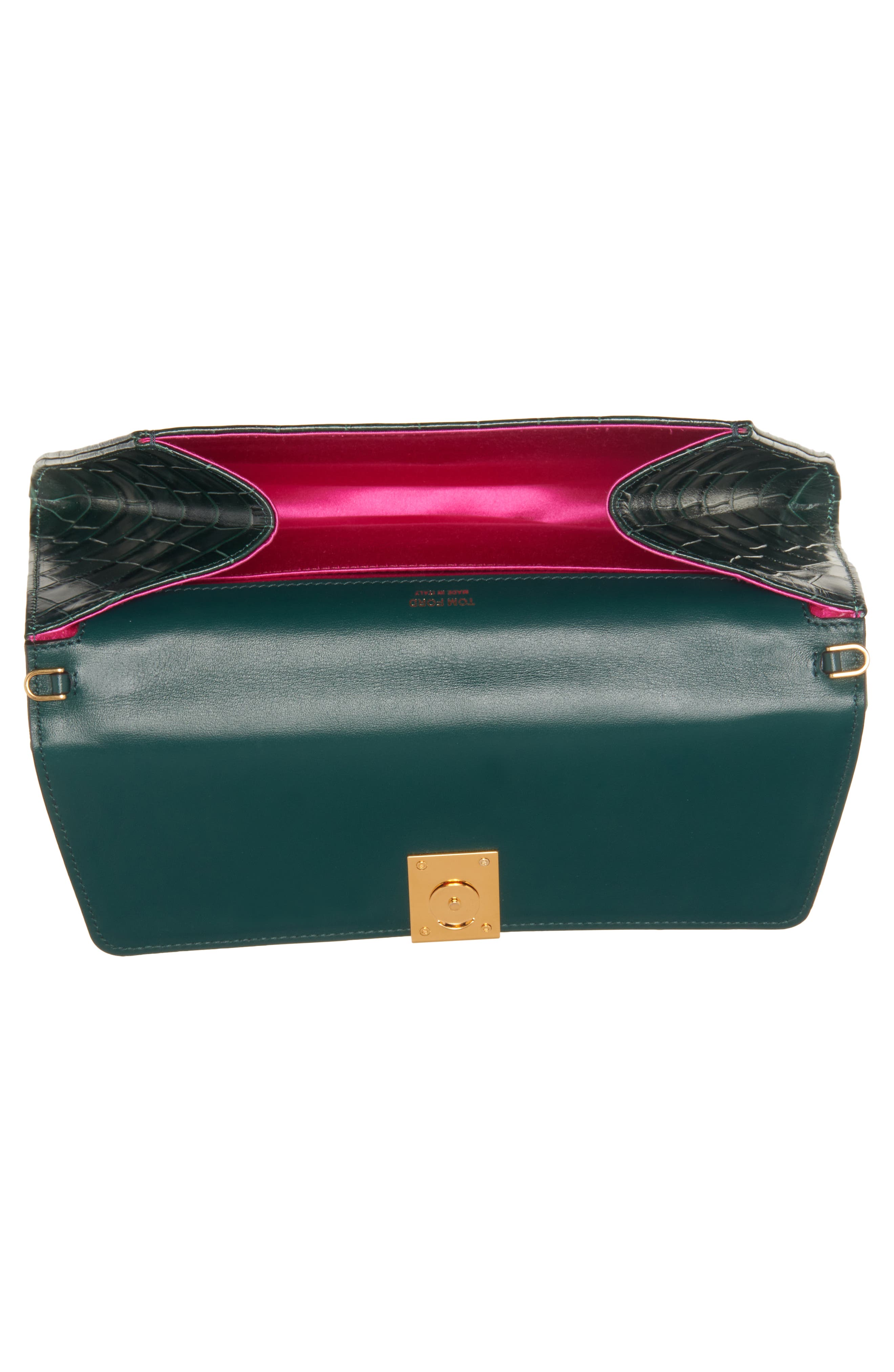 TOM FORD Nobile Croc Embossed Patent Leather Clutch, Alternate, color, 