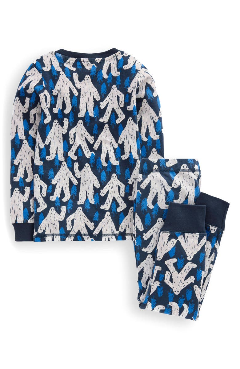 Boden Kids' Yeti Print Glow in the Dark Fitted Two-Piece Cotton Pajamas, Alternate, color, Carbon Yeti