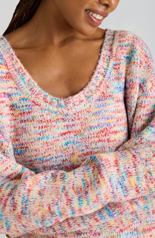 Florence By Mills Open Stitch V-neck Pullover In Pink