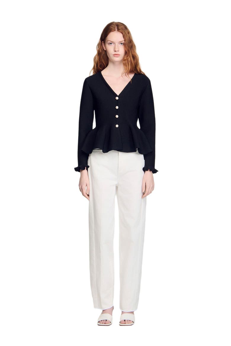 Peplum cardigan, Alternate, color, Black