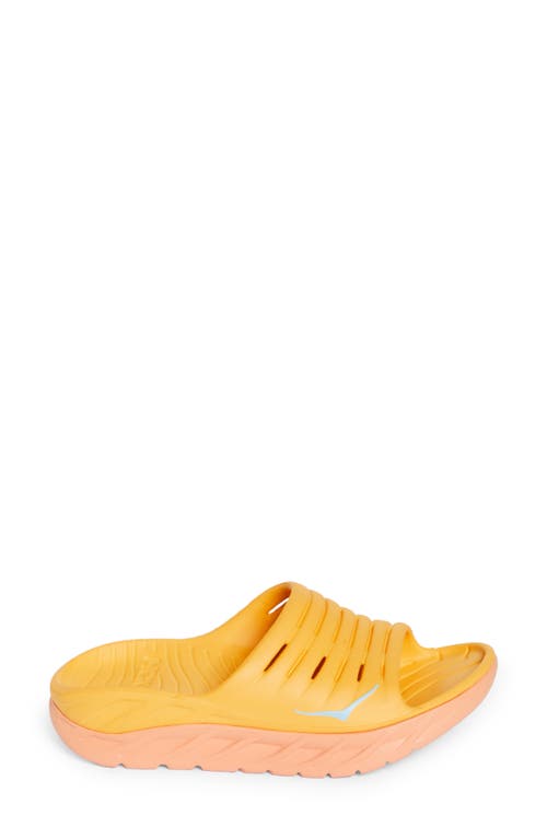 Hoka Gender Inclusive Ora Recovery Slide Sandal In Amber Yellow/shell Coral