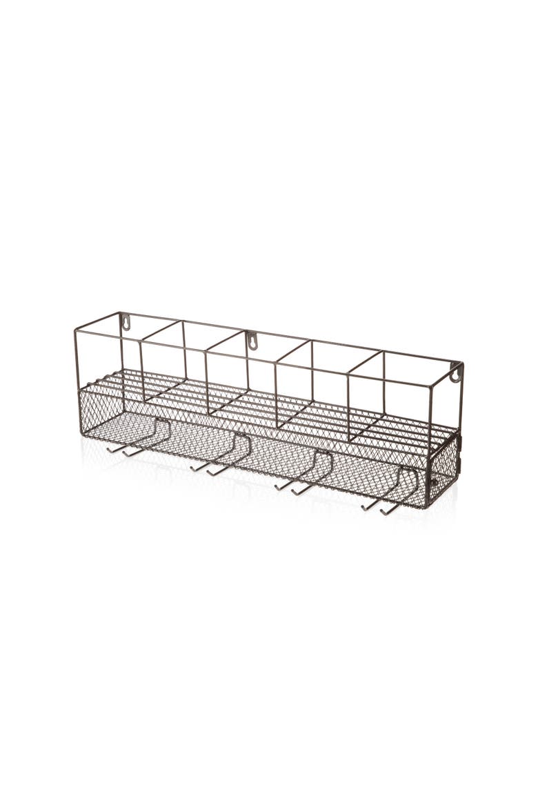 Wall Mounted Wire Wine Shelf and Cork Cage, Alternate, color, Brown