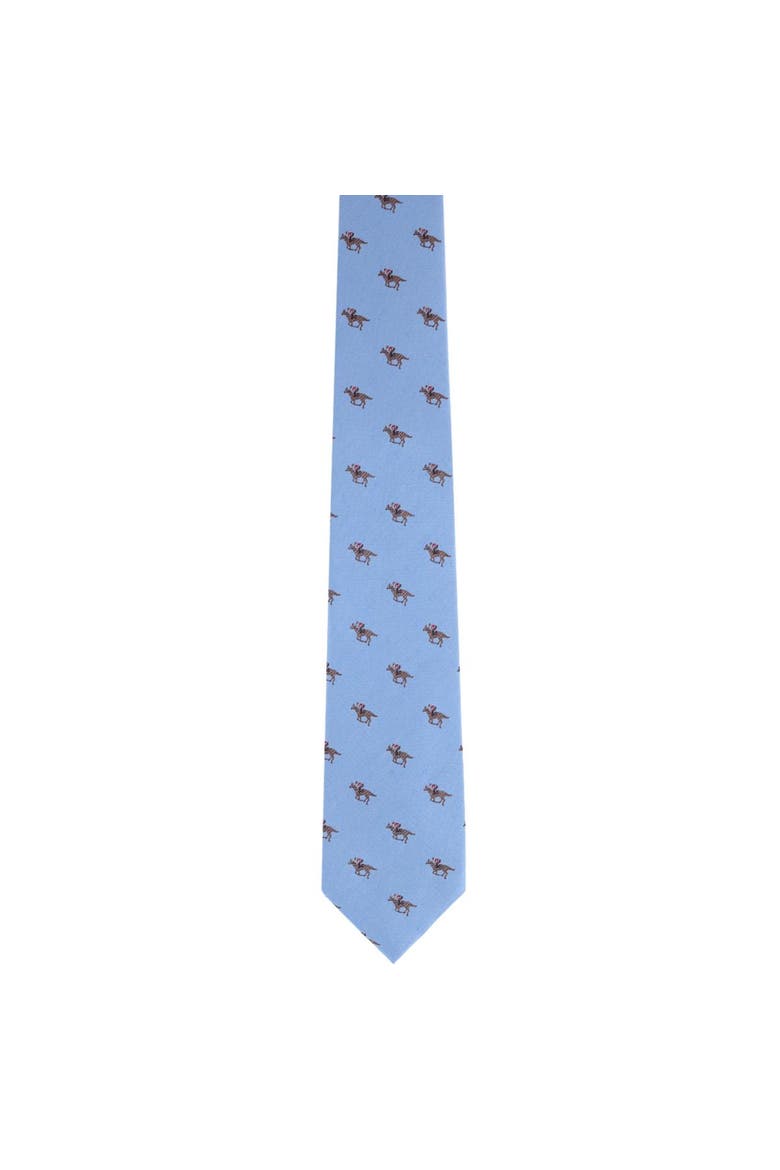 Down The Stretch Racehorse Linen Blend Necktie, Alternate, color, Light Blue