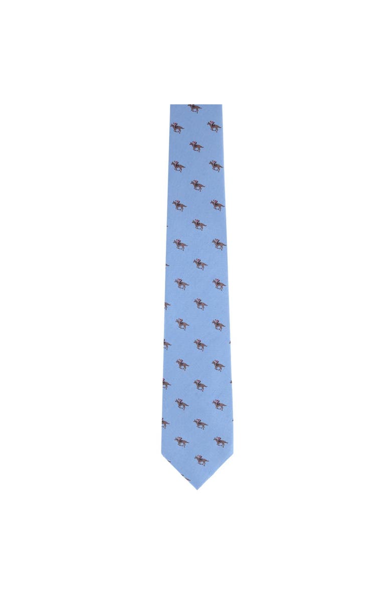 Trafalgar Down The Stretch Racehorse Linen Blend Necktie, Alternate, color, Light Blue