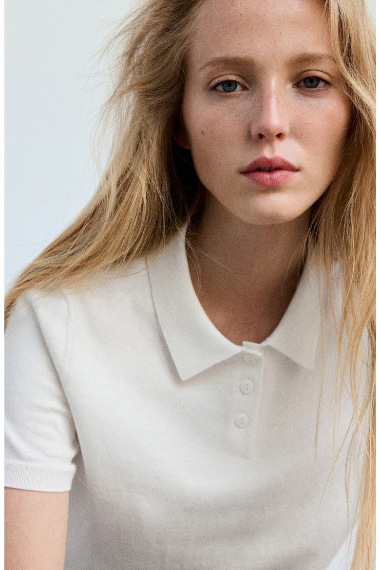 Cotton Polo Sweater, Alternate, color, WHITE