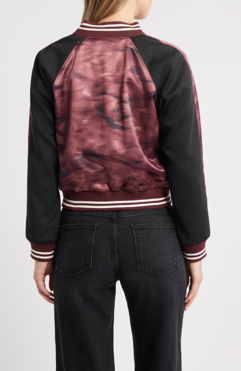 CITY BLUES Satin Bomber Jacket, Alternate, color, Merlot Multi