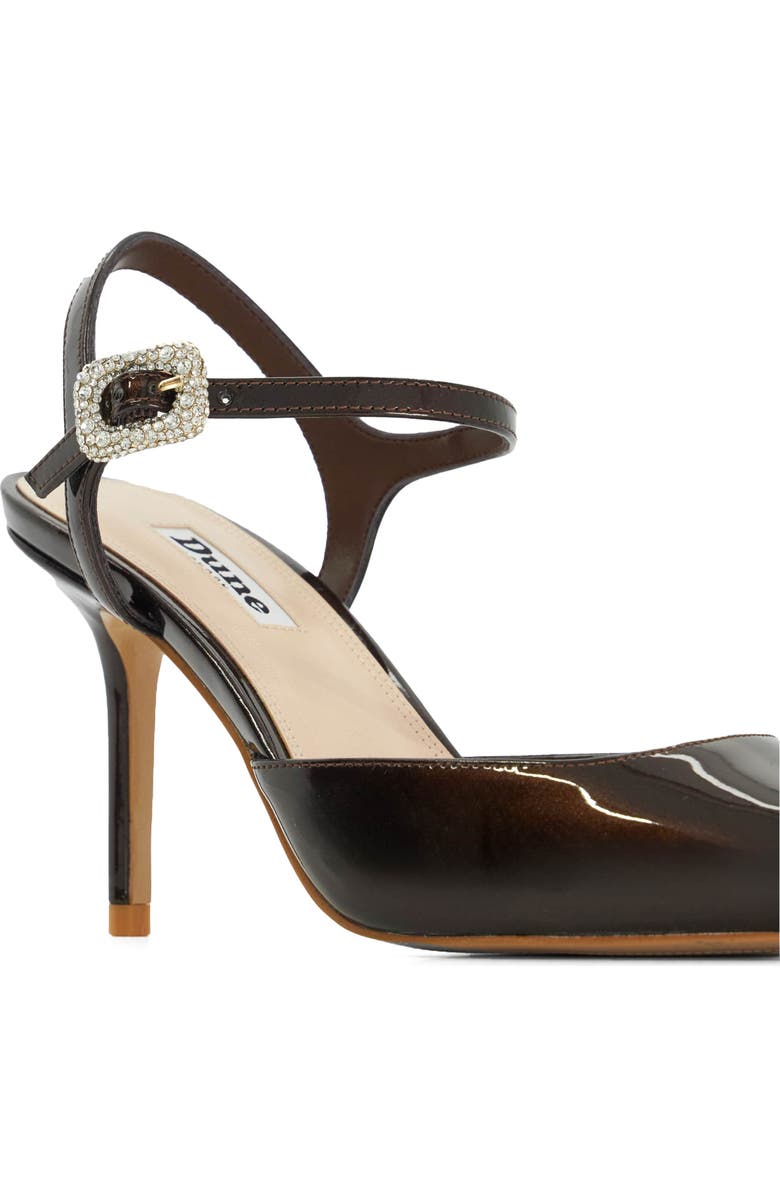 Dune London Channel Ankle Strap Pointed Toe Pump, Alternate, color, Brown