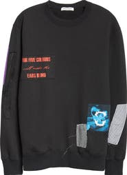 Undercover Distressed Patchwork Cotton French Terry Sweatshirt