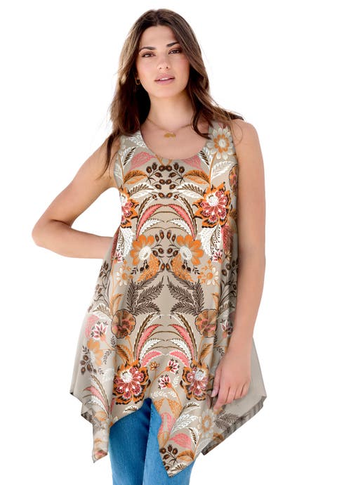 Plus Size Handkerchief Hem Tunic Tank Top