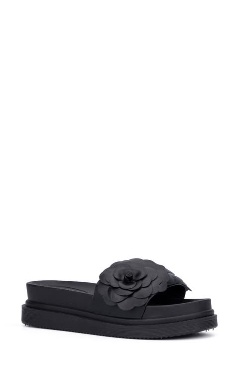 Camilia Flower Strap Platform Slide Sandal