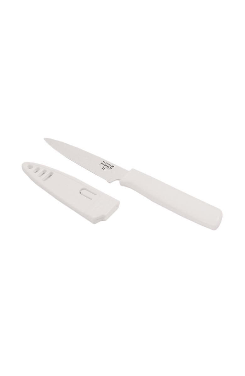 Kuhn Rikon Colori Non-Stick Straight Paring Knife with Safety Sheath, 4 inch, Main, color, White