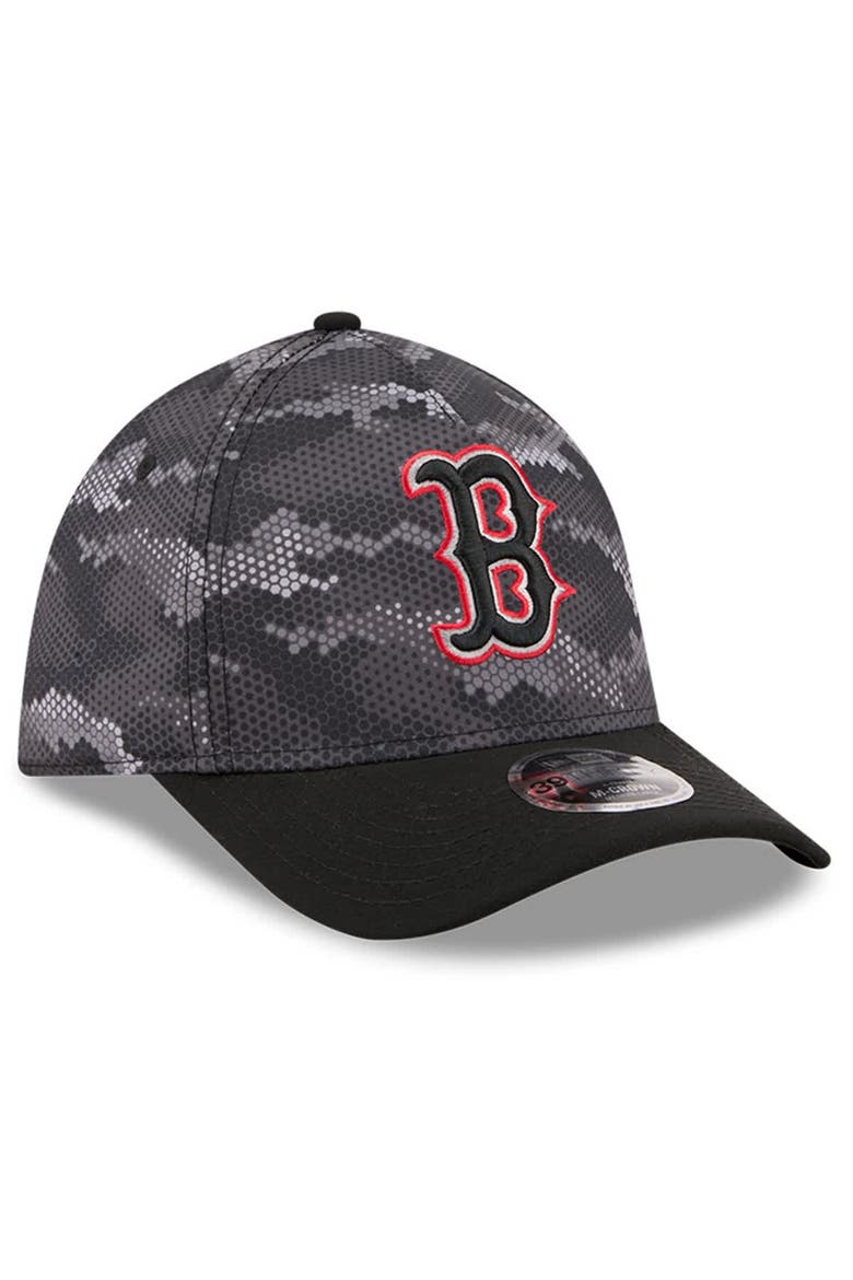 Men's New Era Black Boston Red Sox Camo 39THIRTY A-Frame Flex Hat, Alternate, color, Black