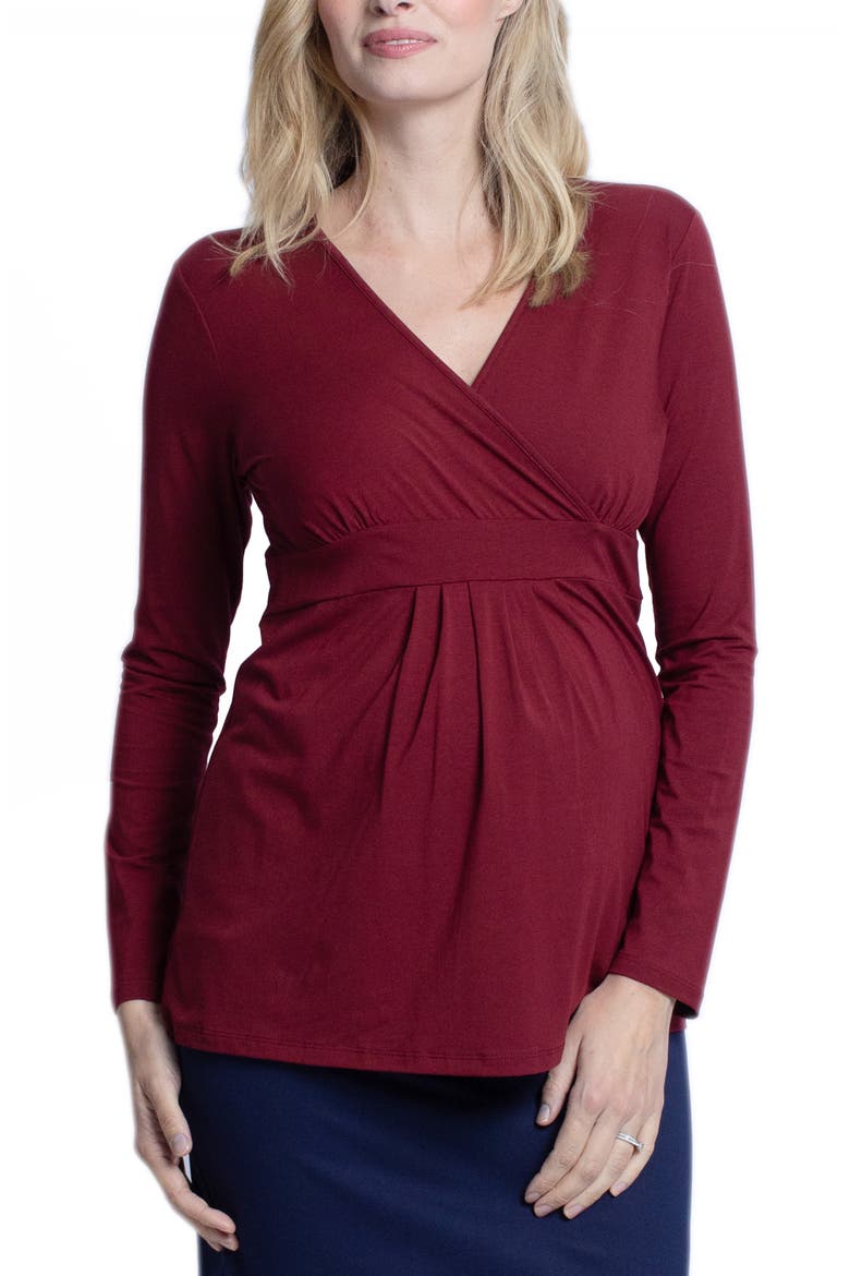 Wrap Maternity/Nursing Top, Main, color, RED
