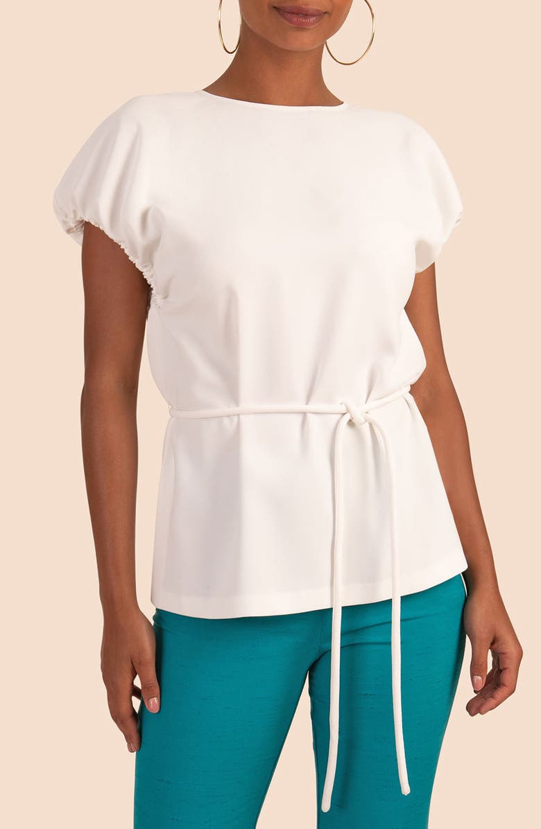 Trina Turk Erikson Tie Waist Top, Main, color, White Wash