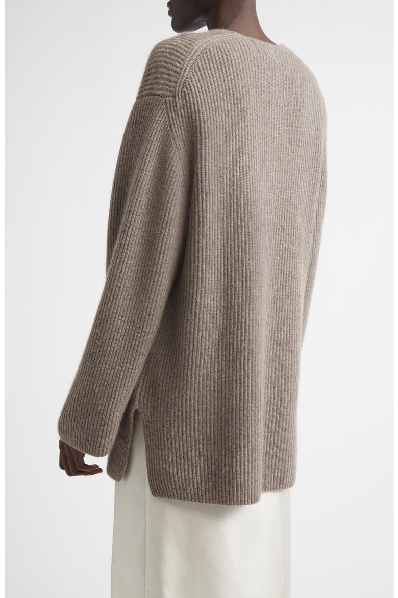 Gabe Dropped U-Neck Cashmere Sweater, Alternate, color, ASHES MELANGE