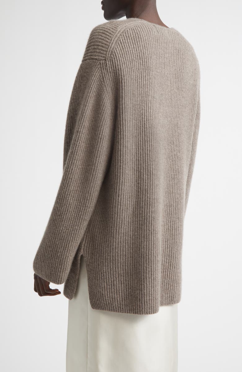 LOULOU DE SAISON Gabe Dropped U-Neck Cashmere Sweater, Alternate, color, Ashes Melange