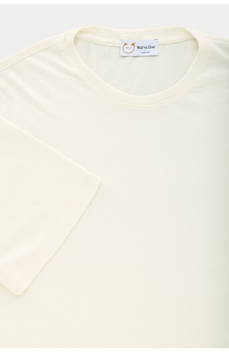 Wolf Vs. Goat (WvG) Light Weight viscose Sorona Short Sleeve Crew Neck T-Shirt, Alternate, color, Milk Frost