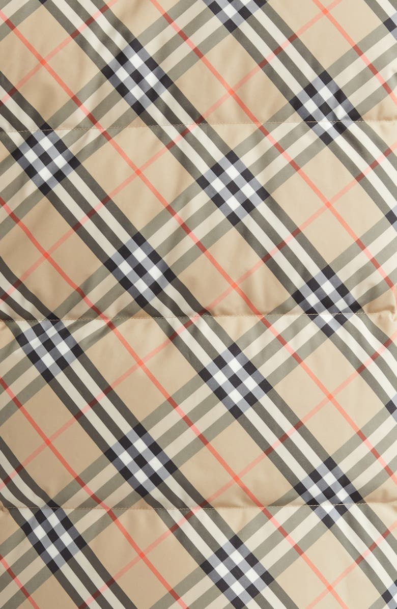 Burberry Snowdon Check Down Puffer Jacket with Stowaway Hood, Alternate, color, Sand Ip Check