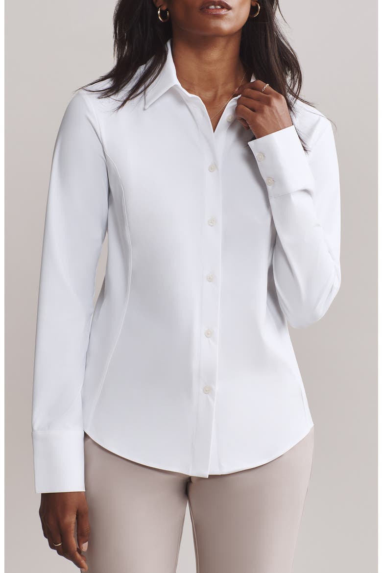 Commuter Performance Button-Up Shirt, Main, color, SNOW WHITE