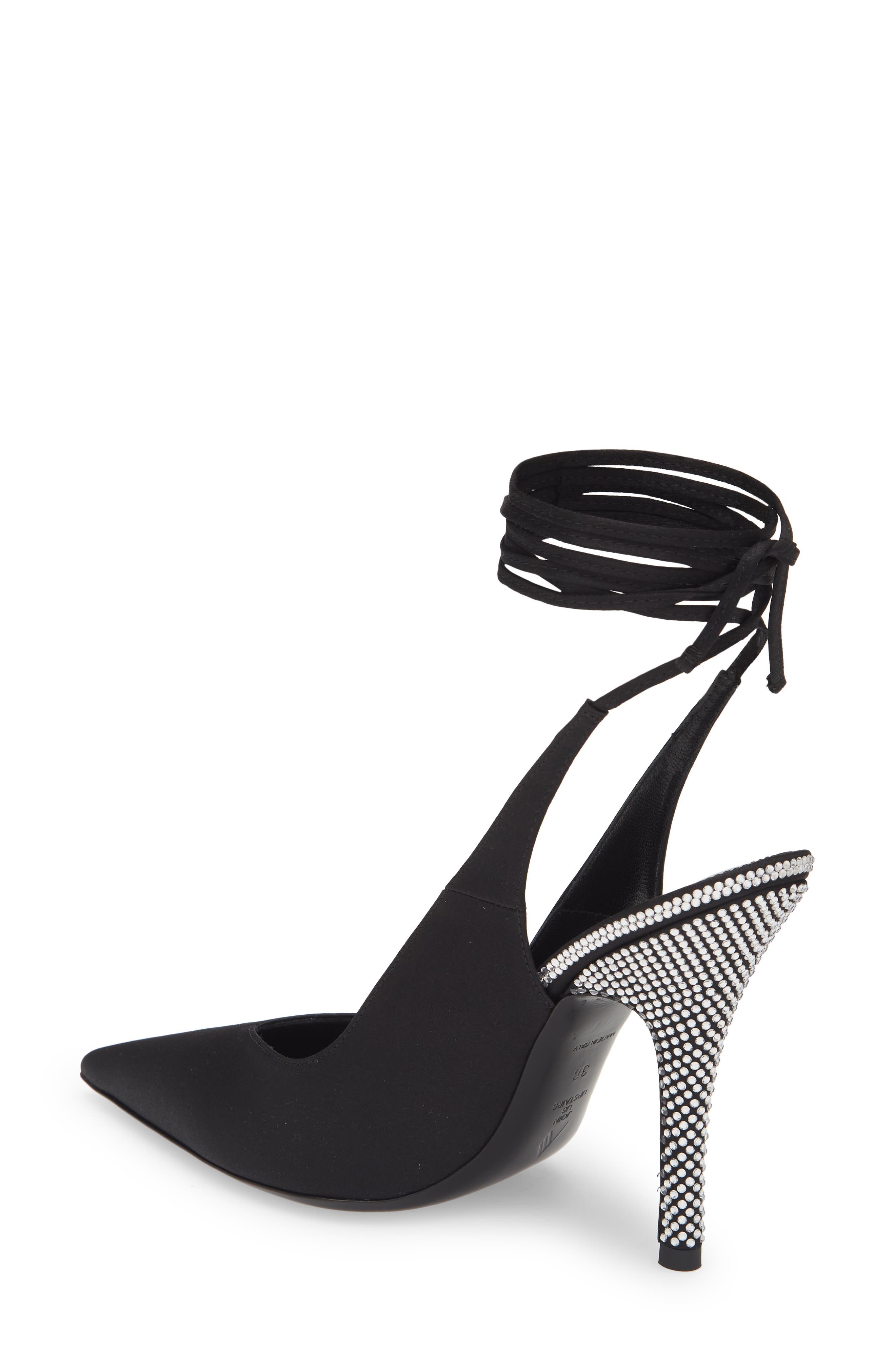The Attico Ankle Tie Pointed Toe Slingback Pump, Alternate, color, 