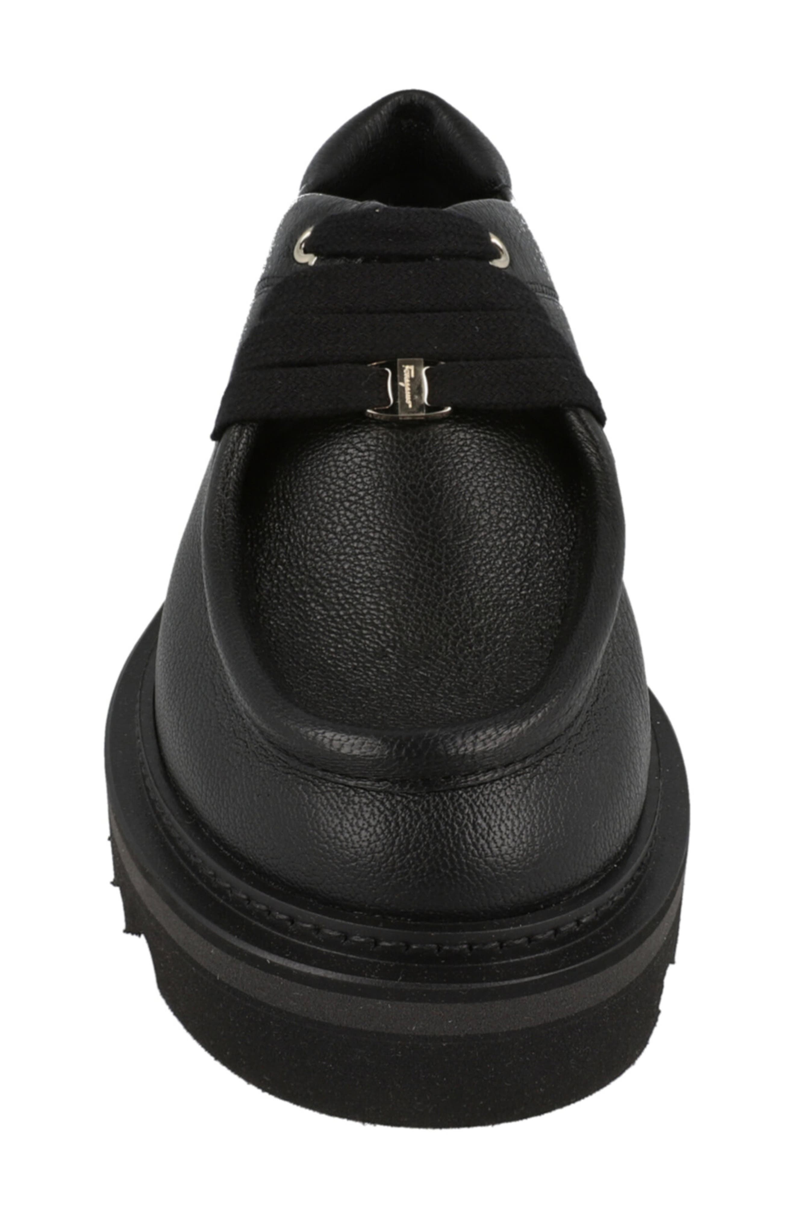 FERRAGAMO Euripilo Moc Toe Leather Loafer, Alternate, color, Black