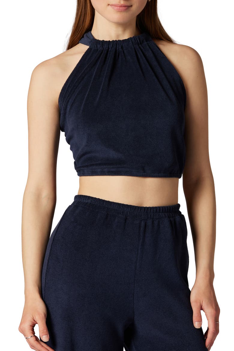 Anika Tie Back Crop Halter Top, Main, color, PEACOAT