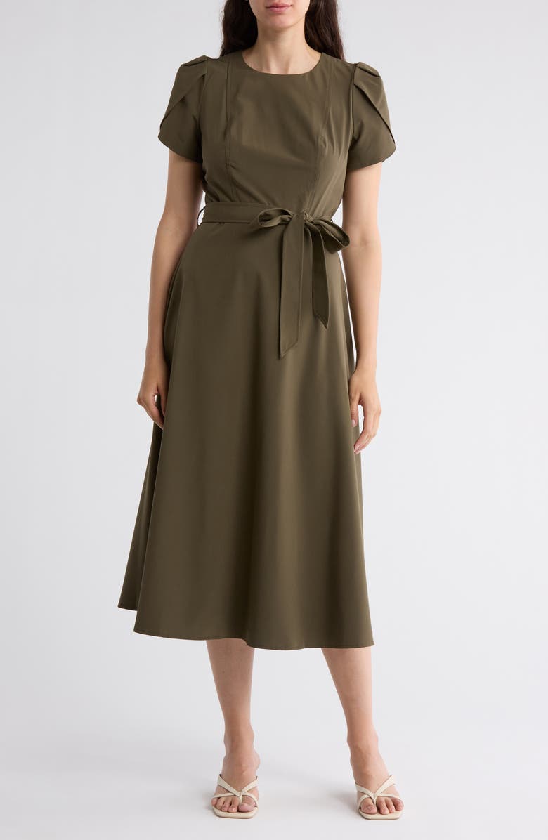 Calvin Klein Tulip Sleeve Fit & Flare Midi Dress, Main, color,