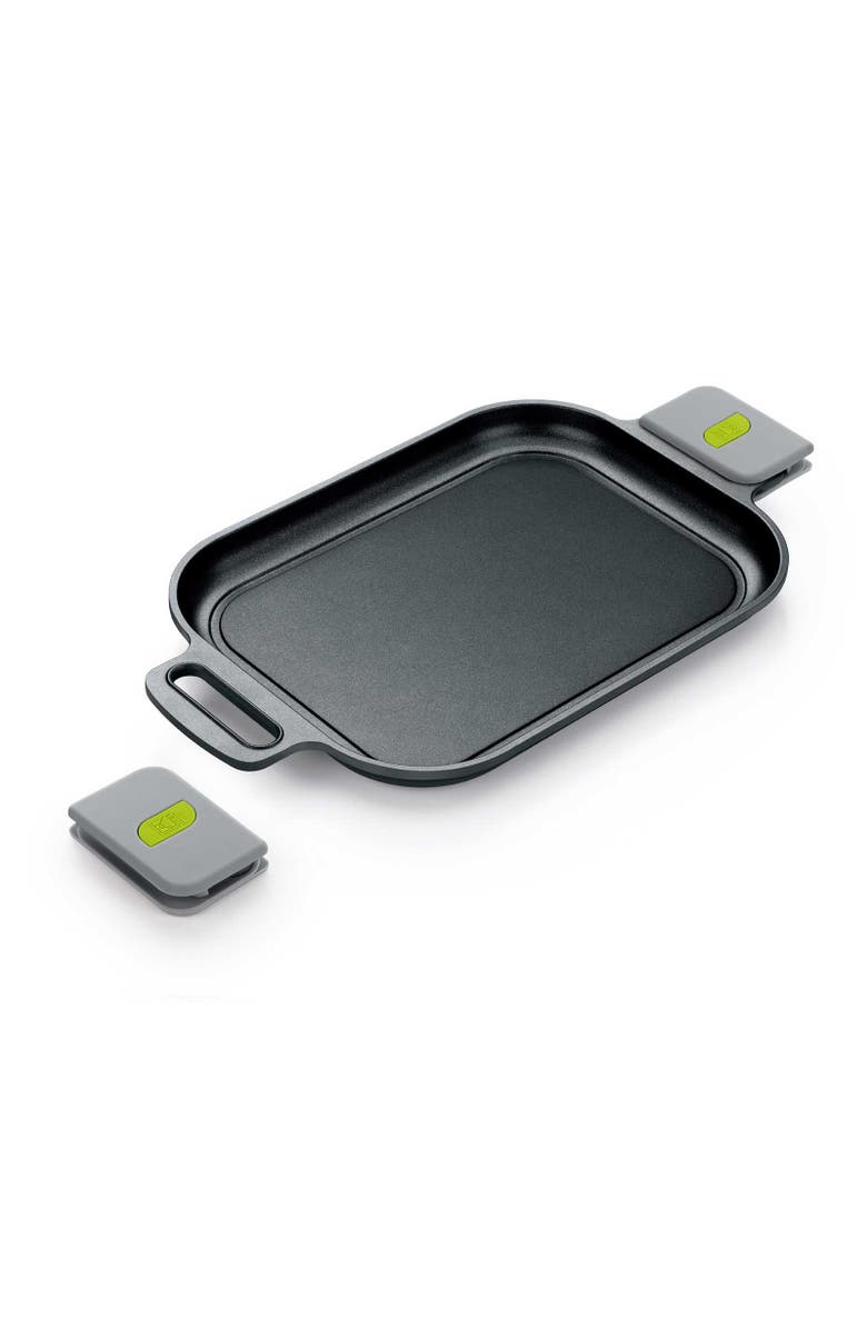 BRA Cookware Ceramic Nonstick Griddle with Removable Handles, 12.6 x 9.4-Inch, Alternate, color, Black