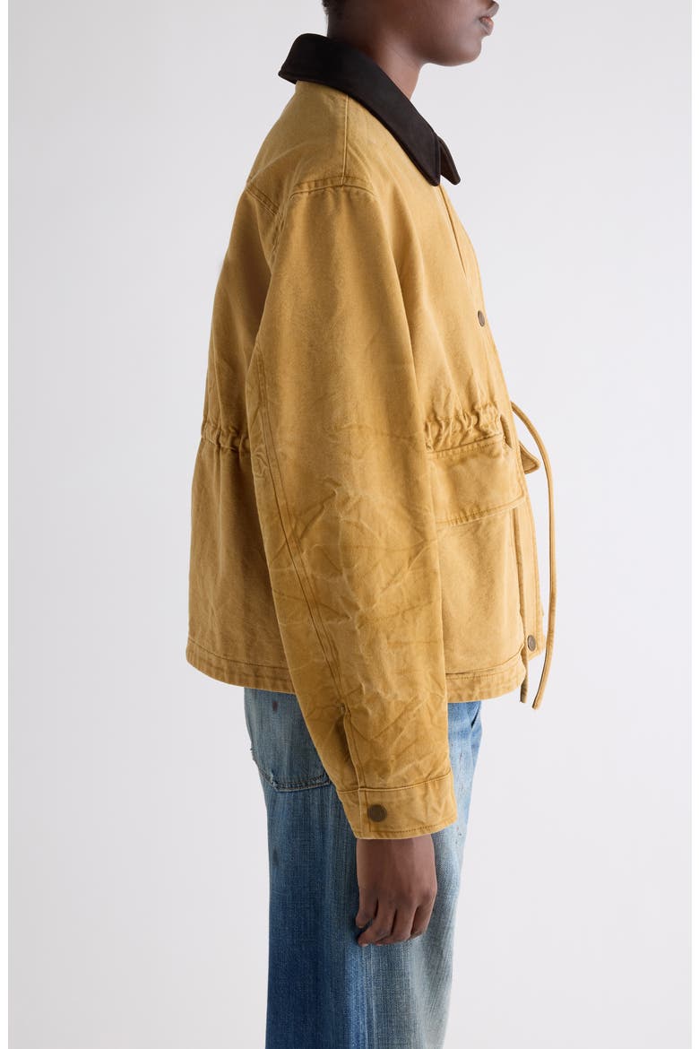 Canvas Work Jacket with Leather Collar, Alternate, color, RUST BROWN