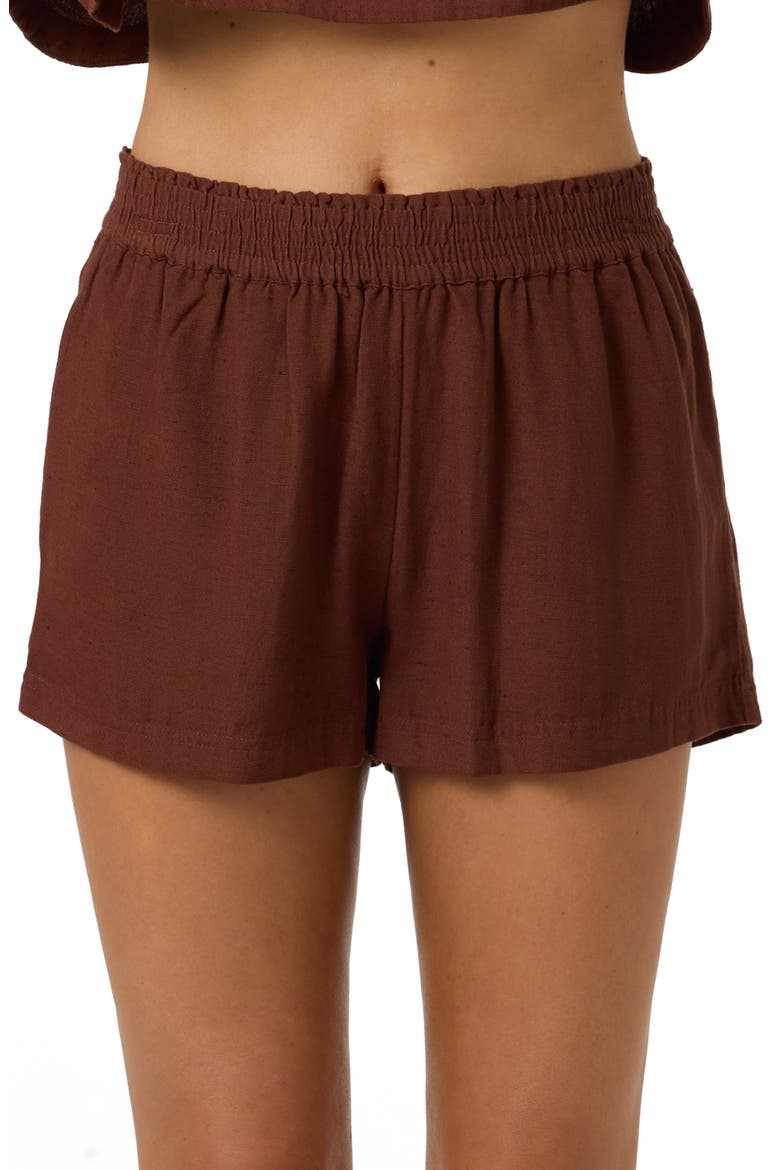 Sanders Smocked Waist Shorts, Alternate, color, COCONUT BROWN