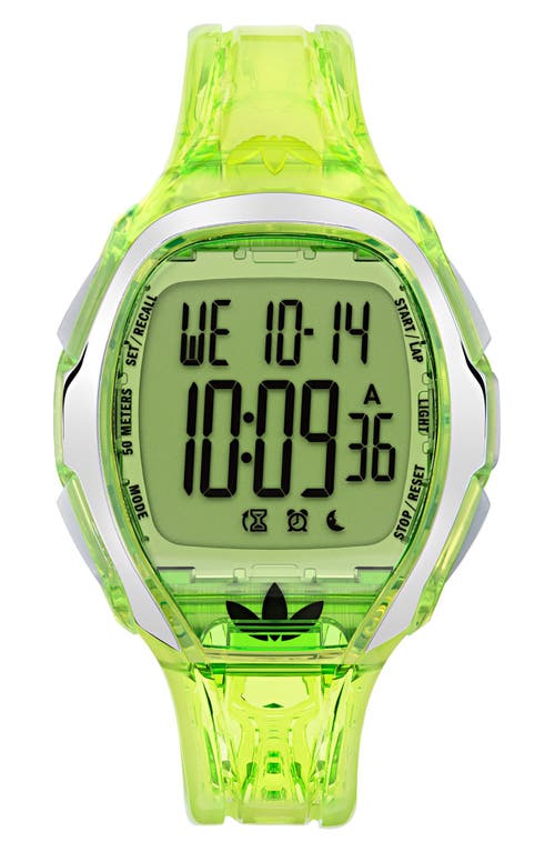 adidas AO Fashion Chronograph Silicone Strap Watch, 45mm in Green at Nordstrom