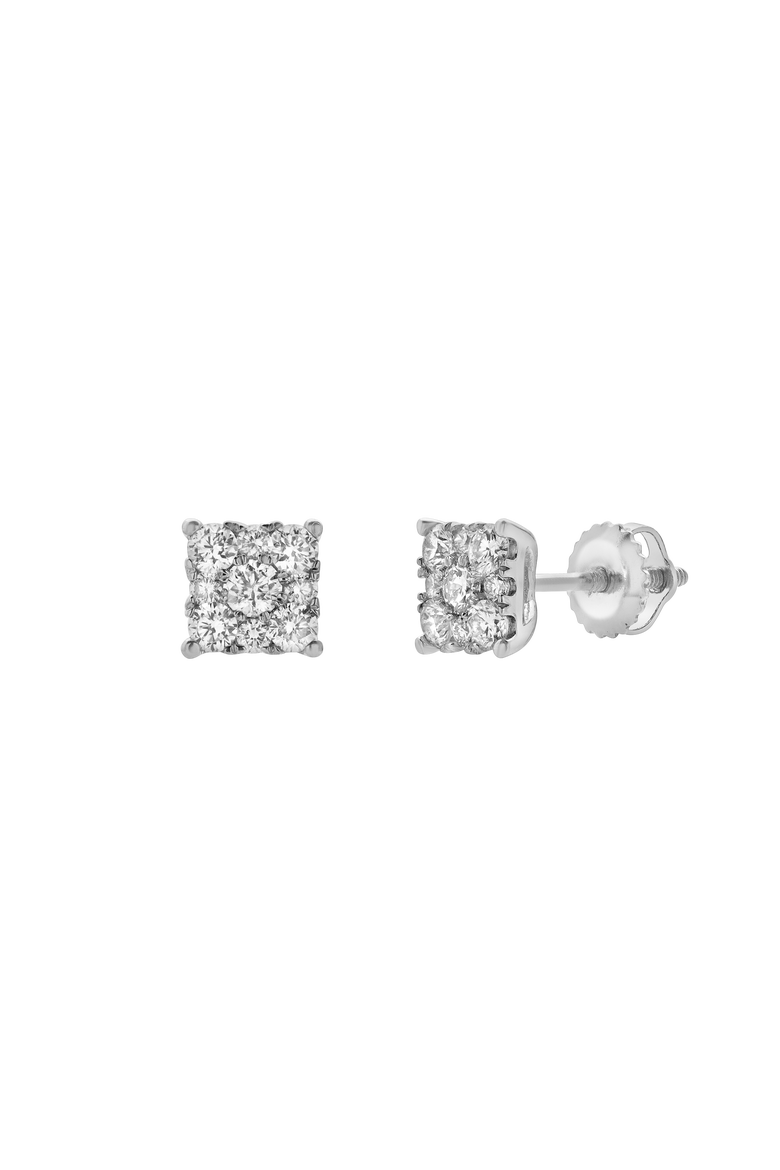 Nova 14K White Gold Cluster Lab Grown Diamond Unisex Earrings - 0.5 Cts, Alternate, color, 14K White Gold
