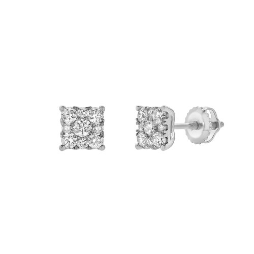 Luvmyjewelry Nova 14k White Gold Cluster Lab Grown Diamond Unisex Earrings