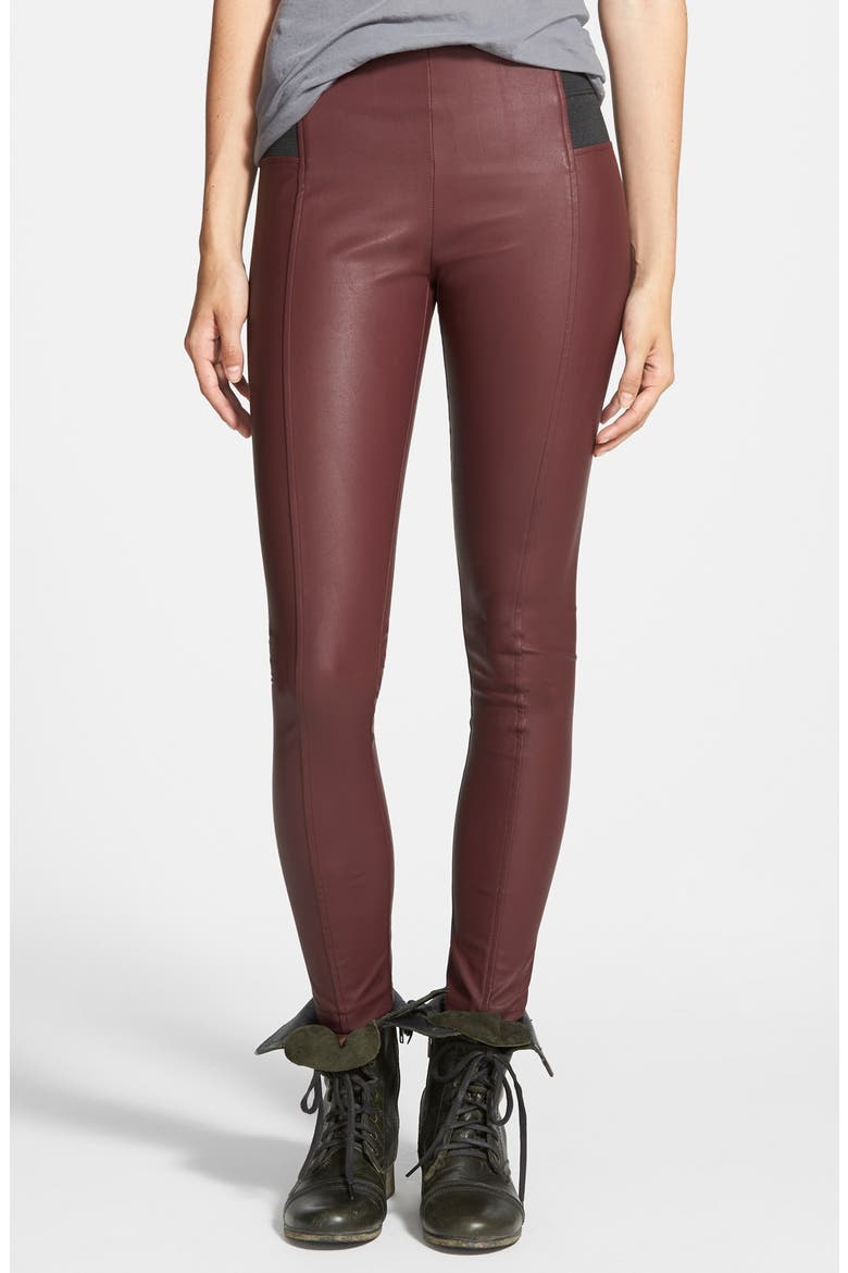 Faux Leather Leggings, Main, color, BURGUNDY
