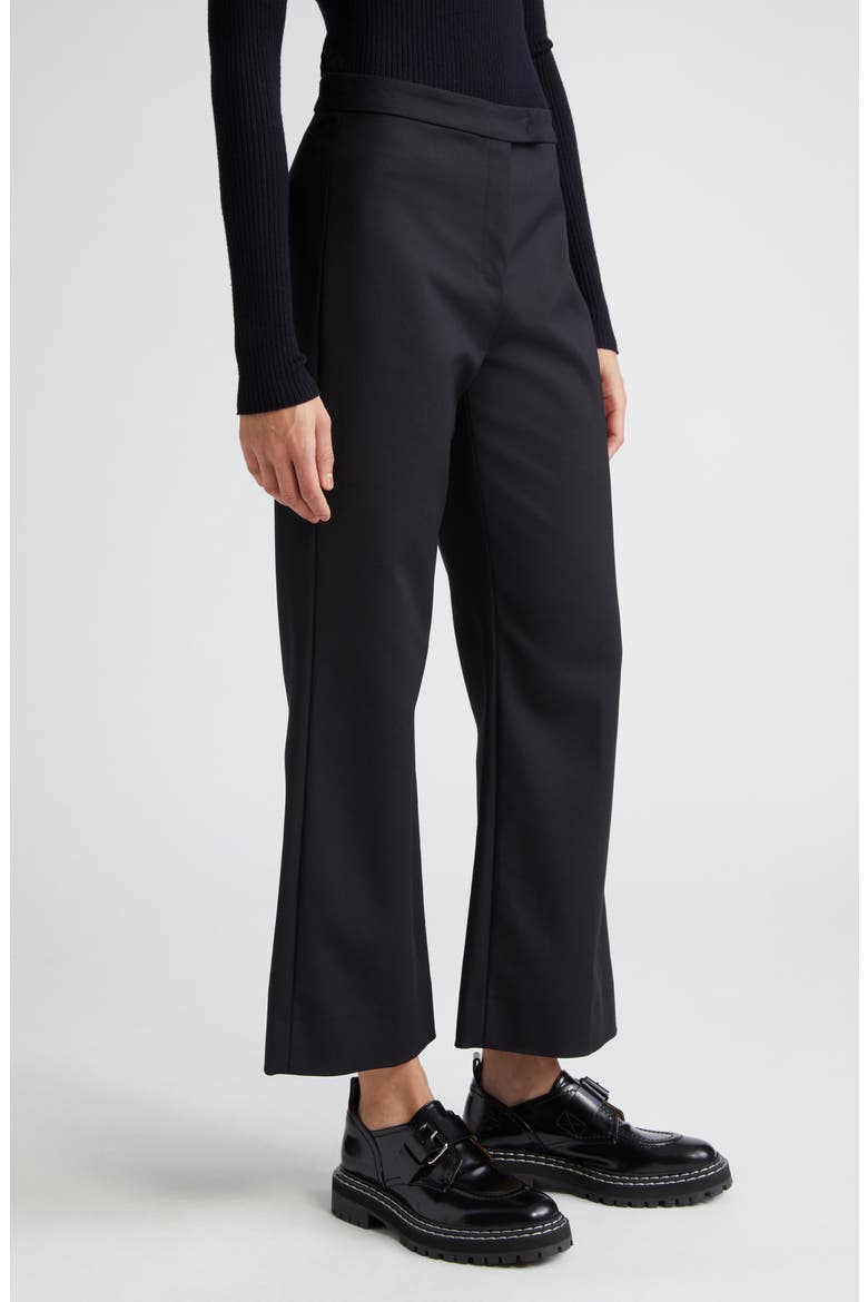 Nepeta Stretch Virgin Wool Flare Leg Ankle Trousers, Alternate, color, BLACK