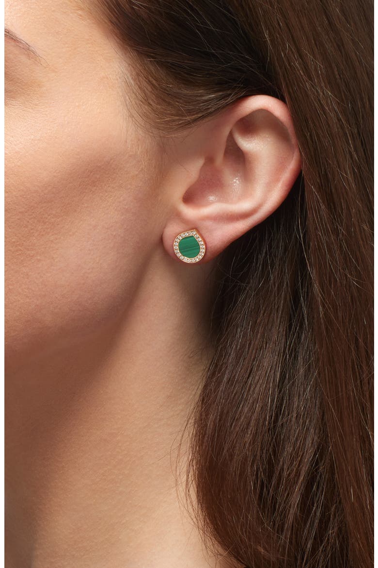 Antifer Malachite & Diamond Pavé Stud Earring, Alternate, color, MALACHITE