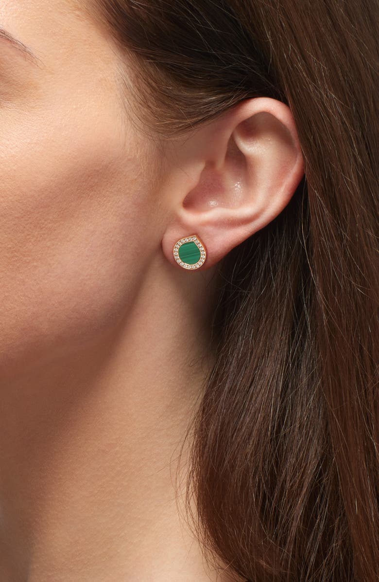 REPOSSI Antifer Malachite & Diamond Pavé Stud Earring, Alternate, color, Malachite