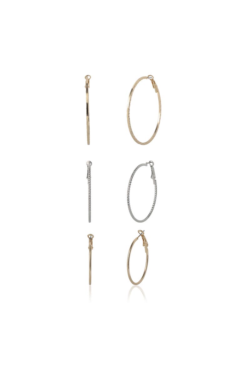 Mixed Metal Hoop Earring Set in Gold & Silver-Tone, Alternate, color, Multi