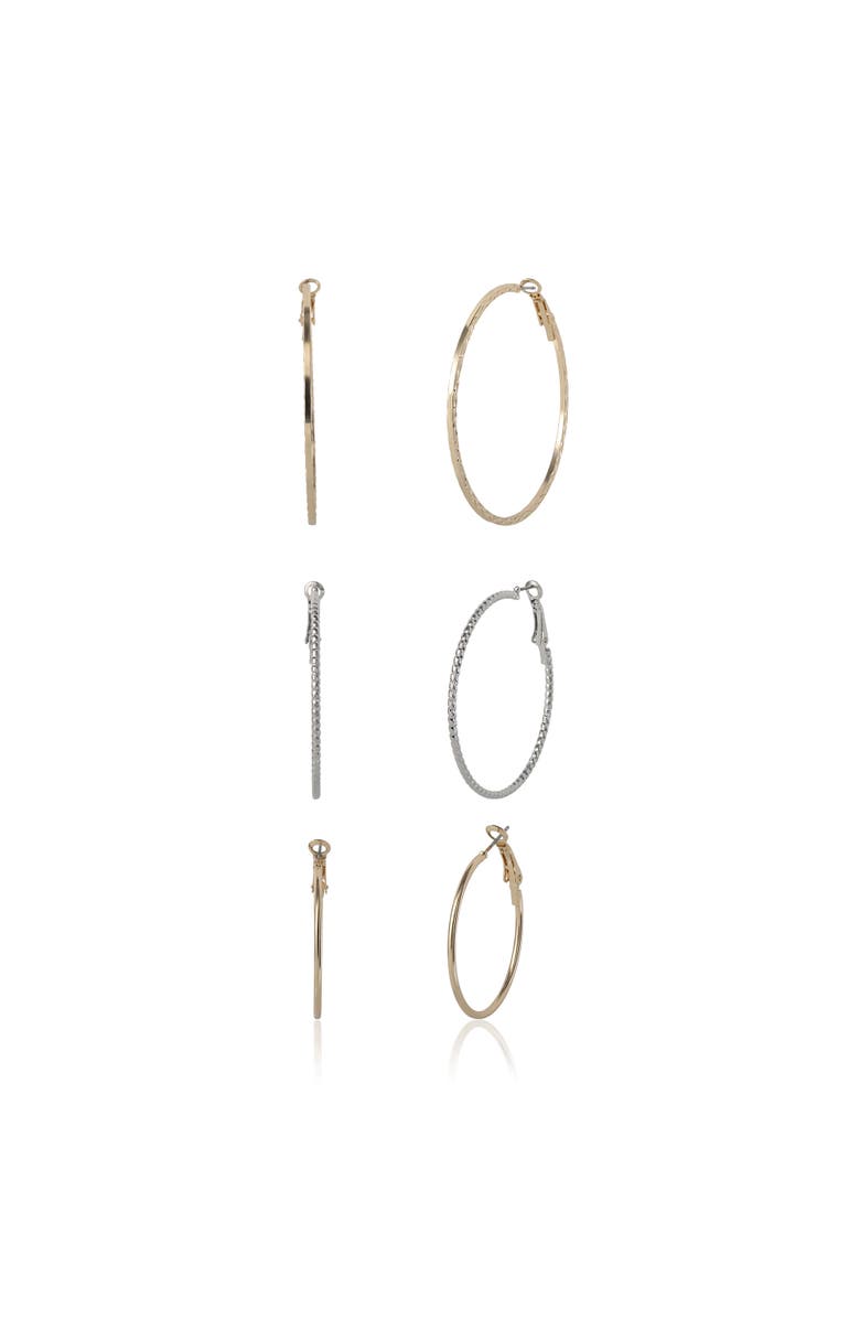 Jessica Simpson Mixed Metal Hoop Earring Set in Gold & Silver-Tone, Alternate, color, Multi