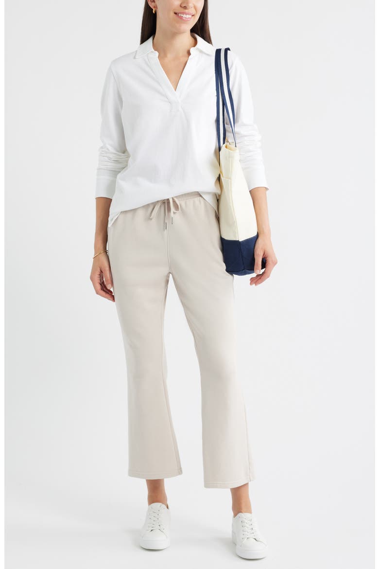 Long Sleeve Knit Johnny Collar Top, Alternate, color, WHITE