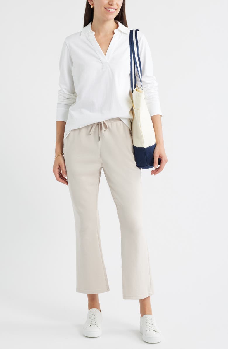 Caslon<sup>®</sup> Long Sleeve Knit Johnny Collar Top, Alternate, color, White