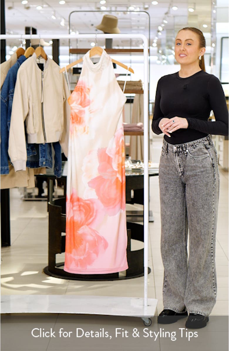 Olimpia Floral Halter Neck Mesh Dress, sales video thumbnail