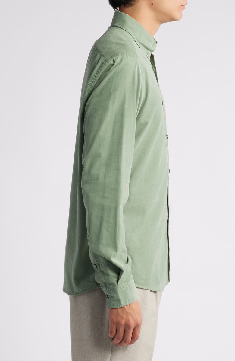 BOSS Liam Solid Cotton Corduroy Button-Down Shirt, Alternate, color, Light Green