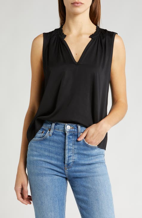 Ruffle Neck Sleeveless Top