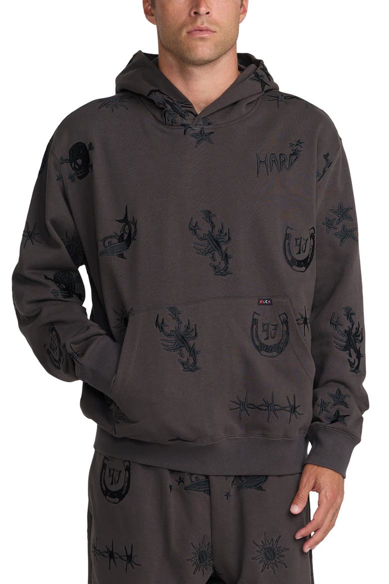 Dani Miller ANP Embroidered Fleece Hoodie, Main, color, PIRATE BLACK