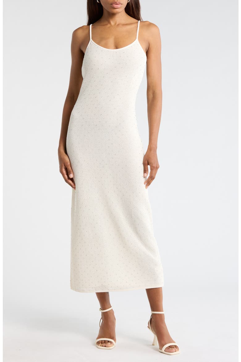 Lyra Embellished Knit Dress, Main, color, OFF WHITE
